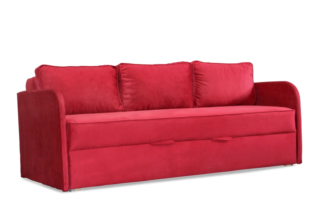 Sofa Dora Fit crvene boje na razvlačenje pogled sa strane
