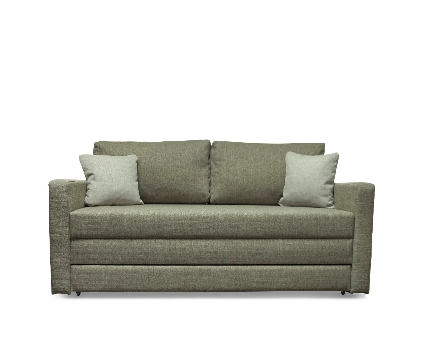 ofa Melani zelene boje na razvlačenje sa dva jastuka pogled spreda