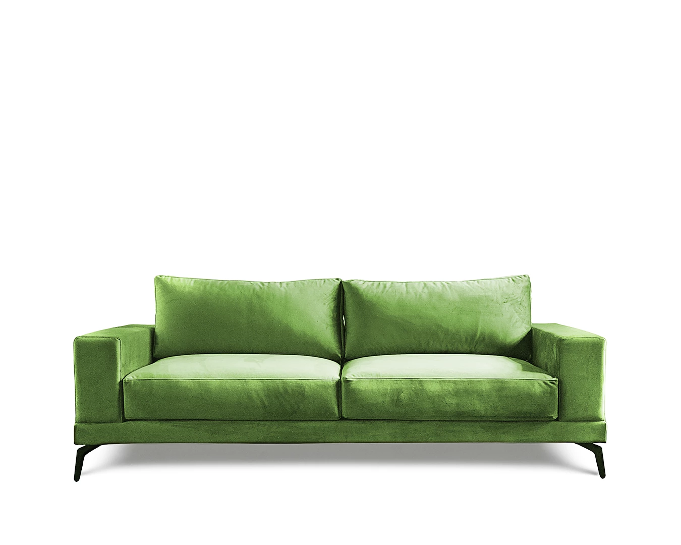 Sofa Isidora Fx zelene boje sa metalnim nogicama pogled spreda