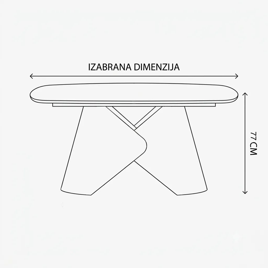 Trpezarijski sto Aleksandar po meri, dimenzije